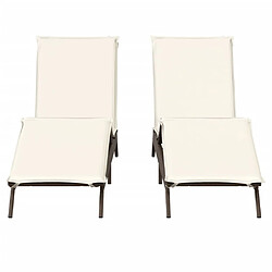 Acheter vidaXL Chaises longues avec coussins lot de 2 marron résine tressée