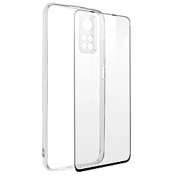 Avizar Coque Xiaomi Mi 10T et Mi 10T Pro Silicone Souple Verre Trempé Transparent Noir