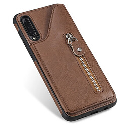 Wewoo Housse Coque Pour Galaxy A50 étui de protection antichoc à double boucle de couleur unie brun pas cher