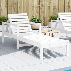 Maison Chic Chaise longue - Transat - Bain de Soleil blanc 199,5x62x55 cm bois massif de pin