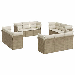 Maison Chic Salon de jardin avec coussins 12 pcs | Ensemble de Table et chaises | Mobilier d'Extérieur beige résine tressée -GKD94030