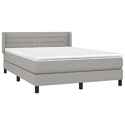 Avis Maison Chic Lit Adulte - Lit simple Lit à sommier tapissier avec matelas moelleux - Meuble de Chambre - Gris clair 140x200cm Tissu -MN69795