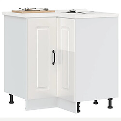 vidaXL Armoire d'angle de cuisine Kalmar blanc brillant