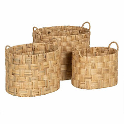 BigBuy Home Lot de paniers Beige Fibre naturelle 45 x 35 x 41 cm (3 Unités)