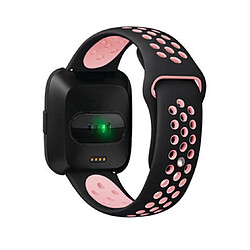 YP Select Bande de sport en silicone avec trous de ventilation Sangles de rechange pour Fitbit Versa Smartwatch-Noir Rose