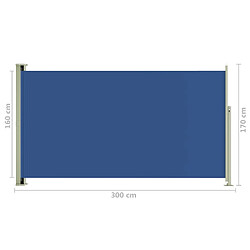 Helloshop26 Auvent paravent store brise-vue latéral rétractable de patio jardin terrasse balcon protection visuelle écran 170 x 300 cm bleu 02_0007310 pas cher