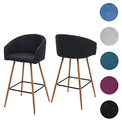 Mendler 2x tabouret de bar HWC-D72, chaise bar/comptoir, avec dossier, tissu ~ gris anthracite