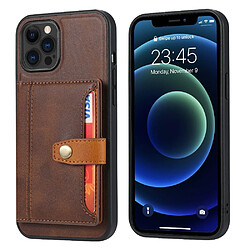 Coque en TPU + PU hybride avec béquille et porte-cartes marron pour votre Apple iPhone 13 Pro 6.1 pouces