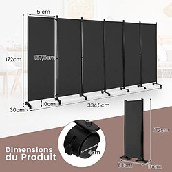 Helloshop26 Paravent à roulette 6 panneaux pliable détachables 334,5 x 172 cm cloison de séparation protéger privée gris 20_0009035 pas cher