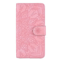 Wewoo Housse Coque Pour Galaxy M30s Motif mollet Mandala Double pliage Design Etui en cuir gaufré avec porte-monnaie et support & fentes cartes Rose