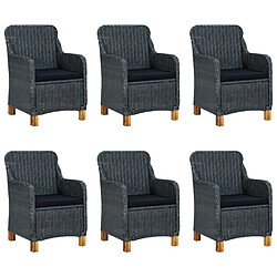 Maison Chic Mobilier à dîner 7 pcs et coussins- Ensemble table et chaises d'extérieur - Salon/Mobilier de jardin classique Résine tressée Gris foncé -MN36135