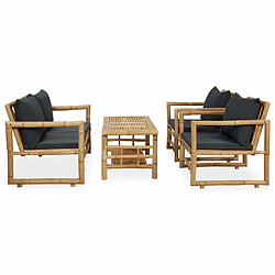 Maison Chic Ensemble de 4 Tables et chaises d'extérieur avec coussins,Salon de jardin Bambou -GKD491186