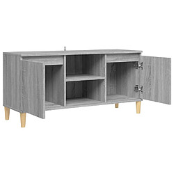 Avis vidaXL Meuble TV avec pieds en bois solide Sonoma gris 103,5x35x50 cm