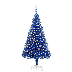 vidaXL Arbre de Noël artificiel pré-éclairé et boules bleu 210 cm PVC