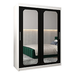 Abiks Meble Armoire PROMO T3 À Portes Coulissantes 200/150/62 2 Portes (Blanc/Noir)