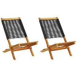 vidaXL Chaises de jardin lot de 2 noir bois d'acacia et polypropylène