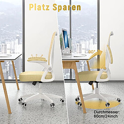 Chaises de bureau pour le bureau à domicile - avec accoudoirs rabattables à 90 ° et support lombaire - Chaises de bureau ergonomiques Rattantree pour la maison - Réglable en hauteur - Mobilier de bureau à domicile JAUNE CLAIR pas cher