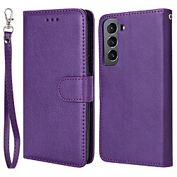 Coque en TPU + PU détachable avec support et sangle violet pour votre Samsung Galaxy S22 5G