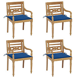 Maison Chic Lot de 4 Chaises Batavia avec coussins | chaises Relax Bois de teck solide -GKD89753