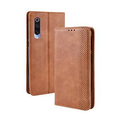 Wewoo Housse Coque Étui en cuir à boucle magnétique avec texture rétro et pour Xiaomi Mi 9, support emplacements pour cartes porte-monnaie (Marron)