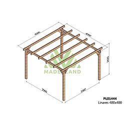 Maderland Pergola en bois lamellé-collé Linares 400 x 400 cm