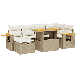 vidaXL Salon de jardin avec coussins 7 pcs beige résine tressée