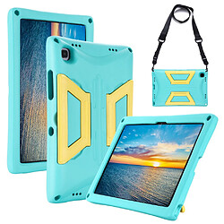 Coque en TPU poids léger avec béquille et bandoulière Vert menthe/jaune pour votre Samsung Galaxy Tab A7 10.4 (2020)