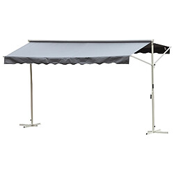 Outsunny Store double pente manuel rétractable inclinaison réglable acier époxy blanc polyester imperméabilisé anti-UV gris dim. 3,95L x 2,94l x 2,50H m