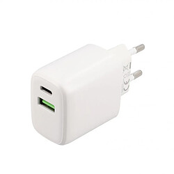 Partel Chargeur Secteur USB-A 10W et USB-C 10W Grab'N Go Compact et Léger Blanc