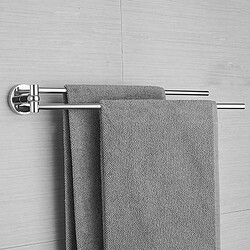 Universal Bâton de serviette tournant de salle de bains en acier inoxydable cercle longitudinal double anneau de serviette porte-serviettes fixation murale de toilette(Argent)