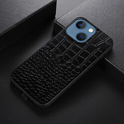 Coque en cuir véritable anti-rayures, texture crocodile noir pour votre iPhone 13 mini 5.4 pouces