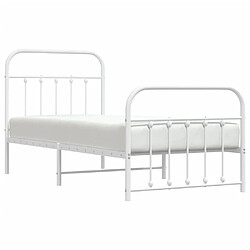 Acheter vidaXL Cadre de lit métal sans matelas avec pied de lit blanc 90x190cm