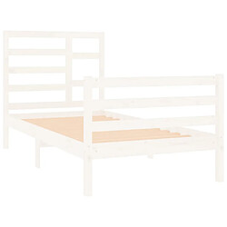 Avis vidaXL Cadre de lit sans matelas blanc bois massif 90x190 cm