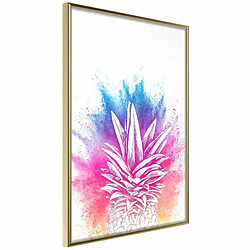 Paris Prix Affiche Murale Encadrée Rainbow Pineapple Crown 20 x 30 cm Or