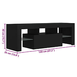 vidaXL Meuble TV avec lumières LED noir 120x35x40 cm pas cher