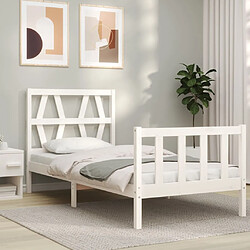 Avis Maison Chic Lit adulte - Cadre Structure de lit avec tête de lit Contemporain blanc simple bois massif -MN13735