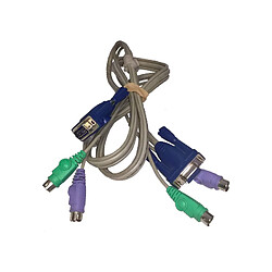 Câble adaptateur KVM VGA Mâle + PS/2 Mâle vers VGA Femelle + PS/2 Mâle - Occasion