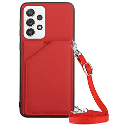 Coque en TPU + PU avec béquille, porte-carte et bandoulière rouge pour votre Samsung Galaxy A53 5G