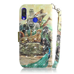 Avis Wewoo Coque Fashion Étui en cuir à rabat avec dessin couleur 3D porte-cartes et fentes pour cartes et portefeuille Redmi Note 7 Zoo