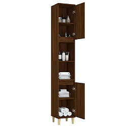 Maison Chic Armoire de bain,Meuble de rangement de salle de bain,Meuble haut chêne marron 30x30x190 cm bois d'ingénierie -GKD605645 pas cher