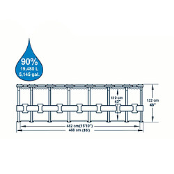 Piscine Hors-sol Tubulaire Bestway Power Steel Imitation Rotin 488x122 cm Épurateur à Cartouche 5.678 L/H Bâche, Échelle