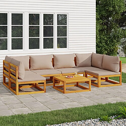 Maison Chic Salon de jardin 7 pcs + coussins - Mobilier/Meubles de jardin - Table et chaises d'extérieur taupe bois massif -MN39970