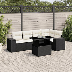 vidaXL Salon de jardin 6 pcs avec coussins noir résine tressée