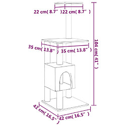 vidaXL Arbre à chat avec griffoirs en sisal Crème 104 cm pas cher