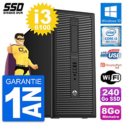 PC Tour HP EliteDesk 800 G2 Intel i3-6100 RAM 8Go SSD 240Go Windows 10 Wifi - Occasion