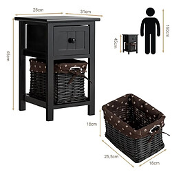 Avis Helloshop26 Lot de 2 tables de chevet table de nuit avec 1 tiroir et 1 panier 28 x 31 x 45 cm noir 20_0004897