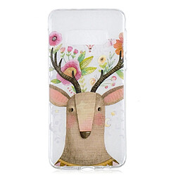 Wewoo Coque Fashion Etui de protection en TPU peint pour Galaxy S10e Cerf des fleurs