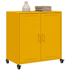 Avis vidaXL Buffet jaune moutarde 68,5x39x72 cm acier