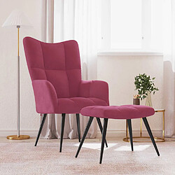 vidaXL Chaise de relaxation avec tabouret Rouge bordeaux Velours