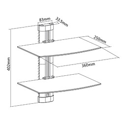 Support étagère double en verre pour DVD Maclean MC-662 max 2x8 kg